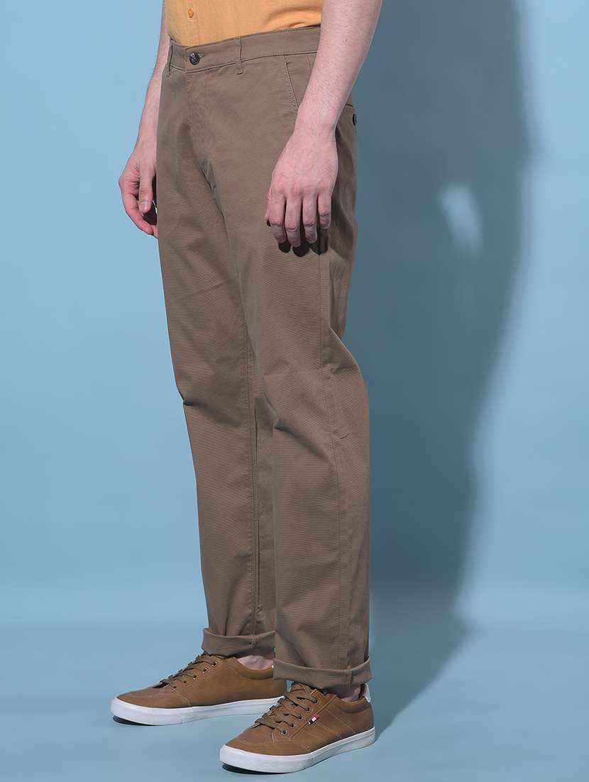 khaki cotton chinos casual trousers - 21247863 -  Standard Image - 1