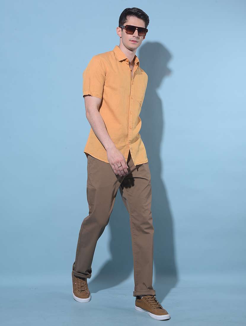 khaki cotton chinos casual trousers - 21247863 -  Standard Image - 4