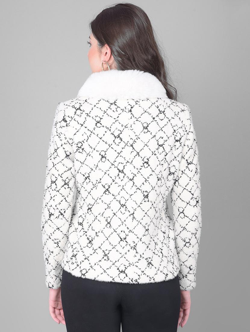 women off white self-designed fur coat - 21247963 - Standard Image - 1