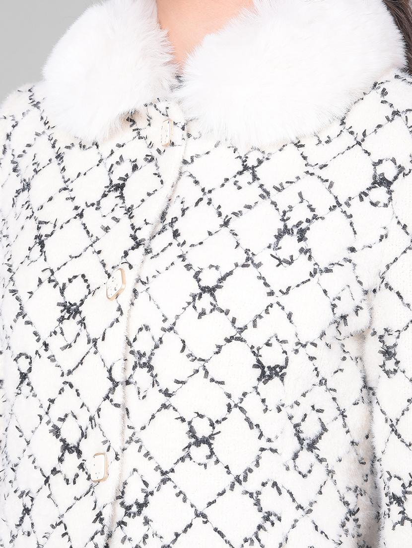 women off white self-designed fur coat - 21247963 - Standard Image - 4