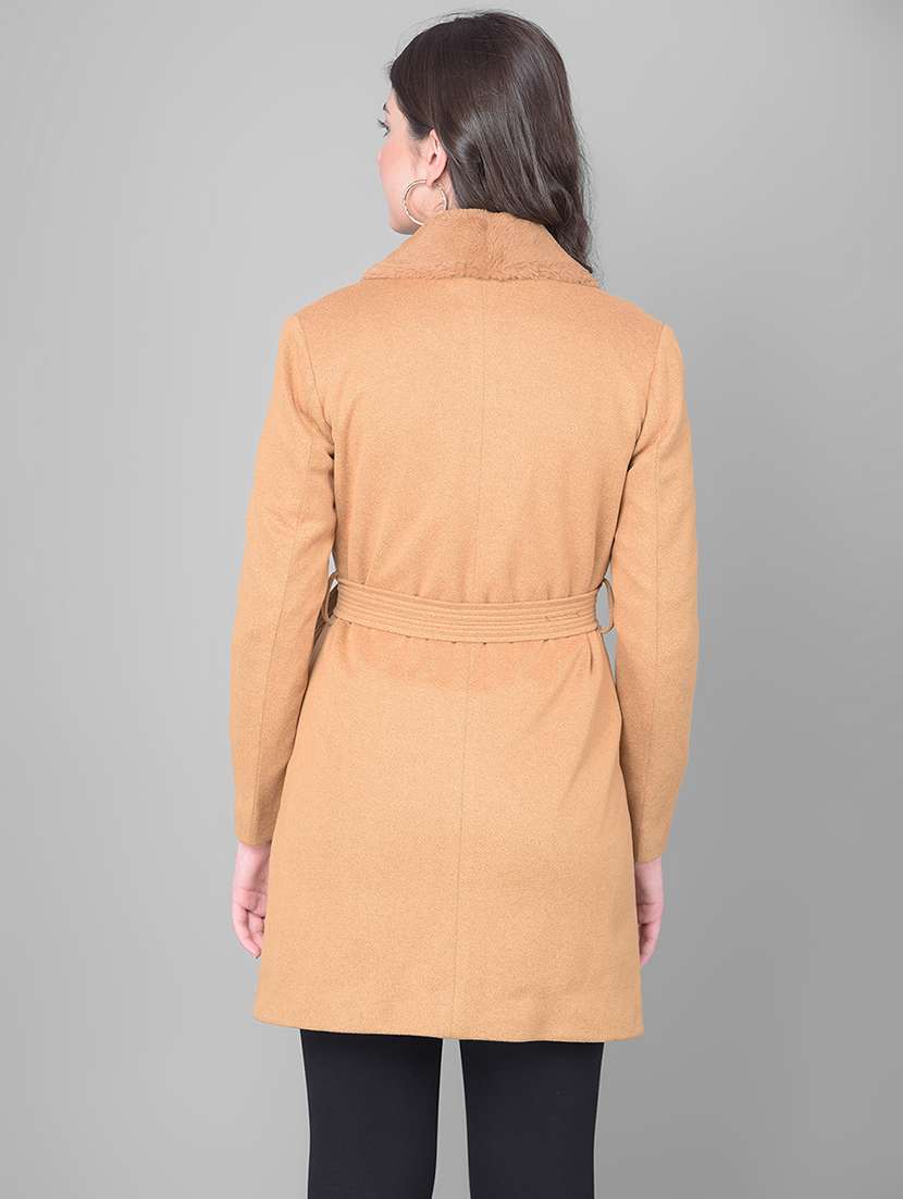 women full sleeve solid trench coat - 21247968 -  Standard Image - 1