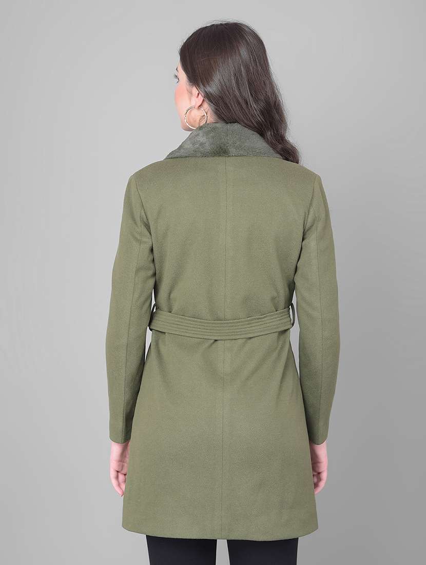 women full sleeve solid trench coat - 21247969 -  Standard Image - 1