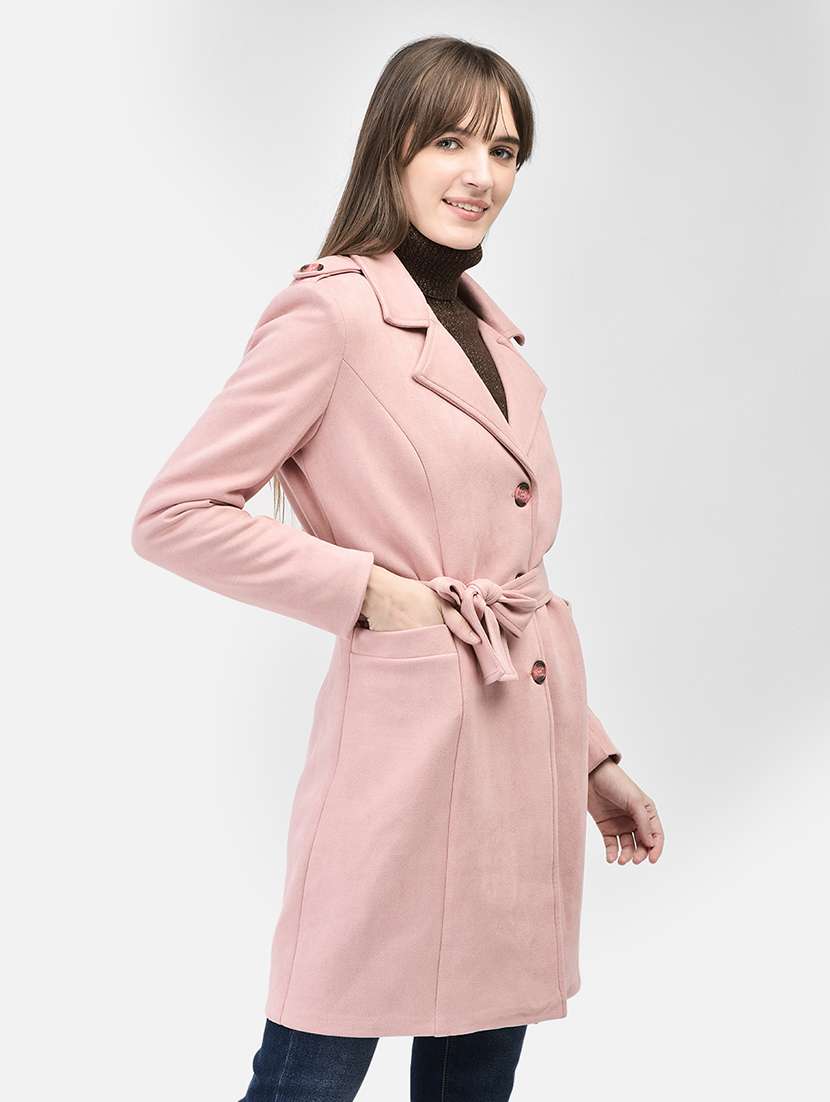 women full sleeve solid trench coat - 21247971 -  Standard Image - 1