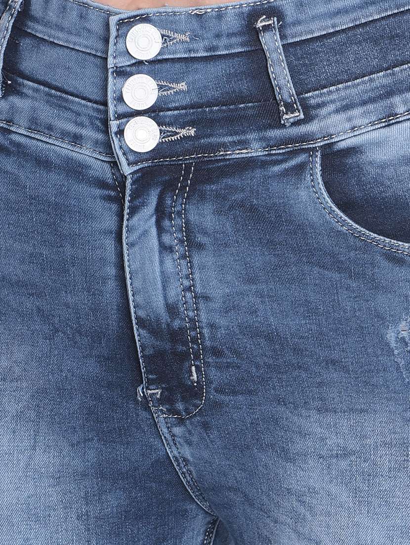 women mid rise plain denim jeans - 21247982 -  Standard Image - 6