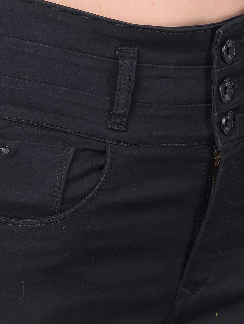 women high rise plain denim jeans - 21247983 -  Standard Image - 6