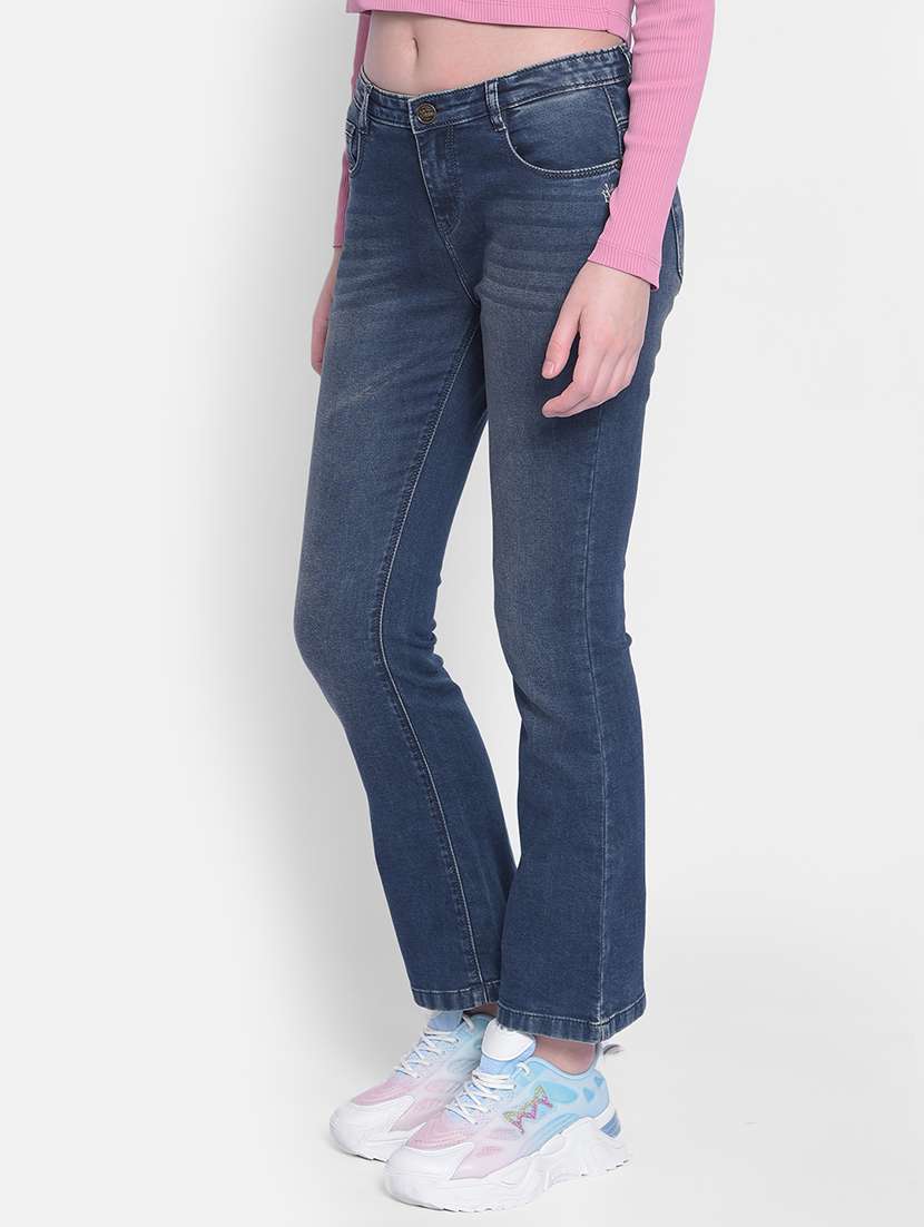 women mid rise plain denim jeans - 21247987 -  Standard Image - 1