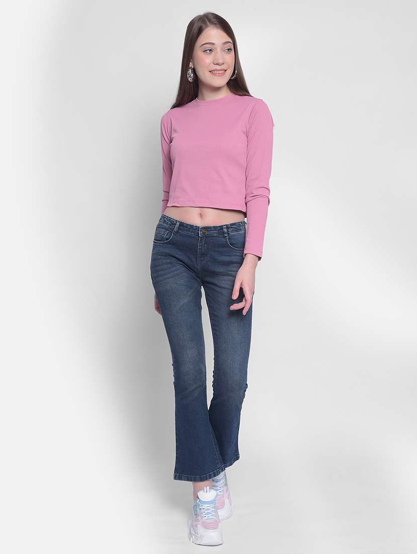 women mid rise plain denim jeans - 21247987 -  Standard Image - 4