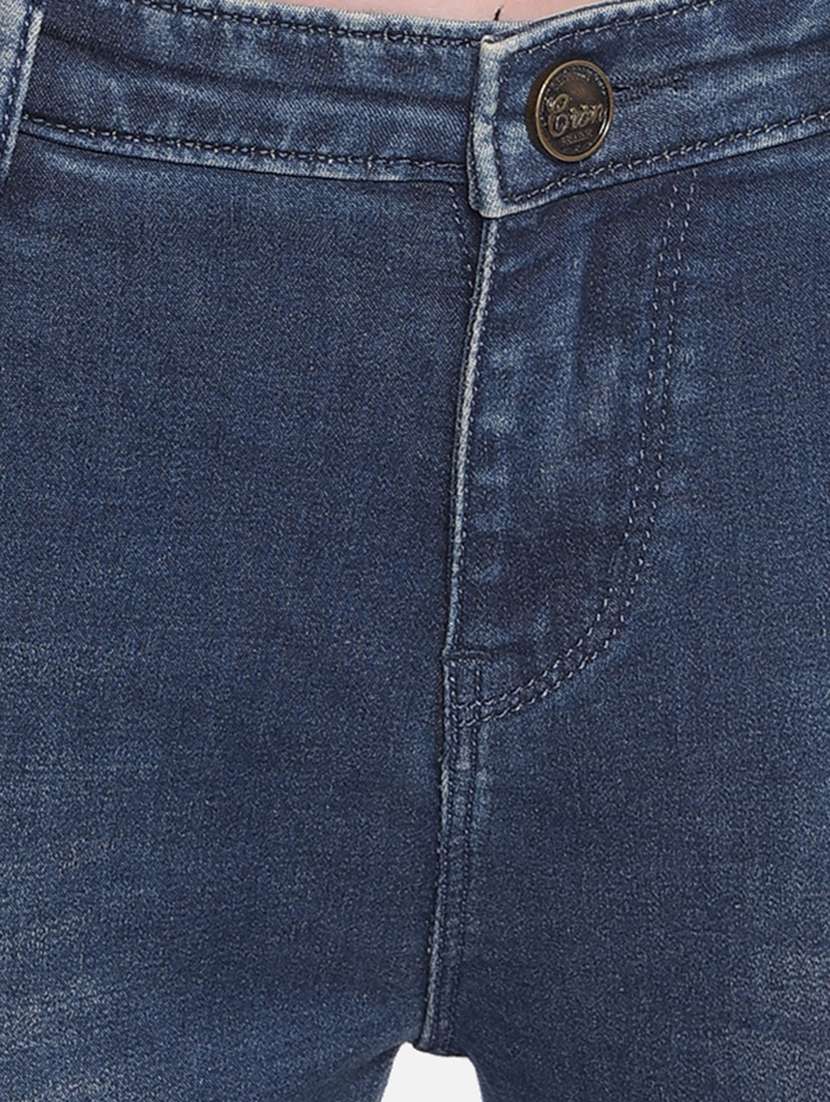women mid rise plain denim jeans - 21247987 -  Standard Image - 6