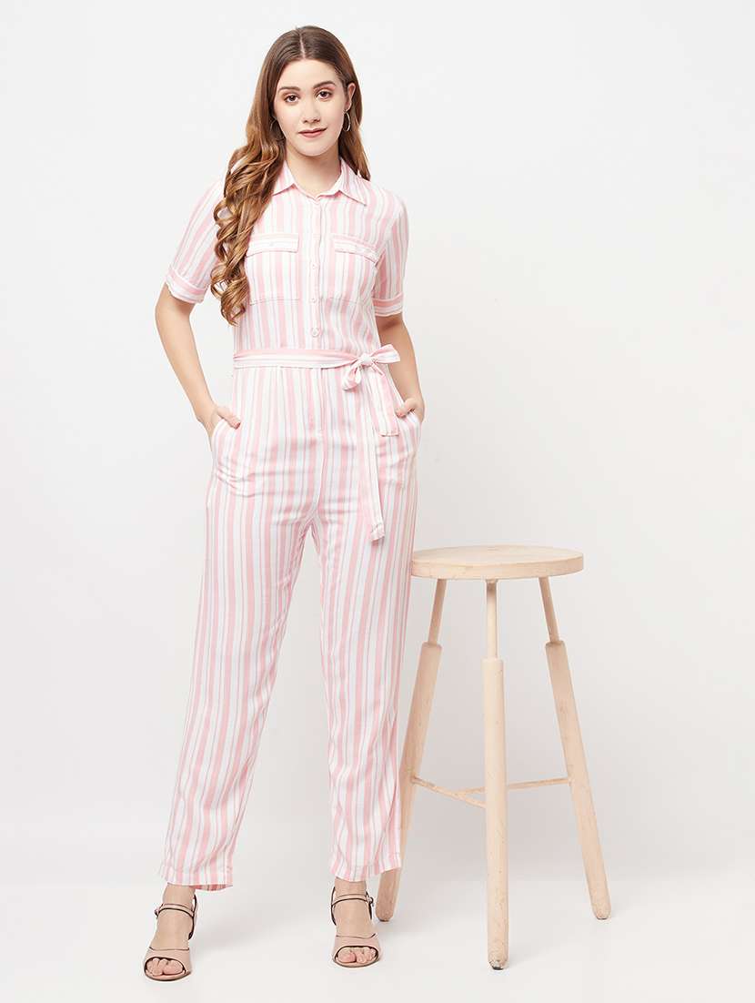 pink viscose full leg  jumpsuit