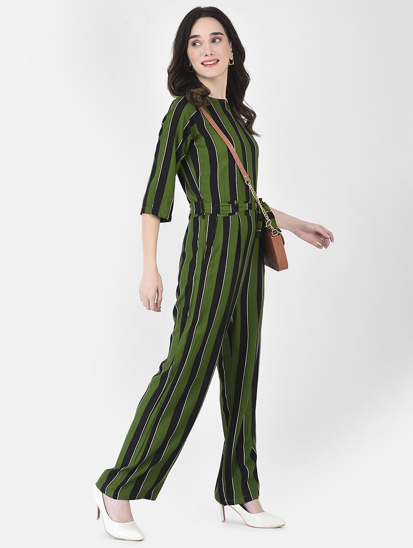 green viscose full leg jumpsuit - 21248001 - Standard Image - 1
