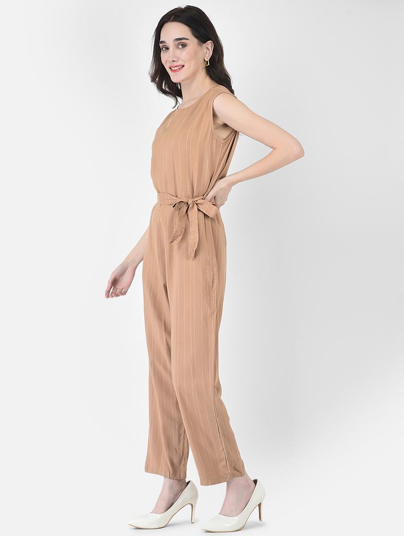 khaki viscose full leg jumpsuit - 21248003 - Standard Image - 1