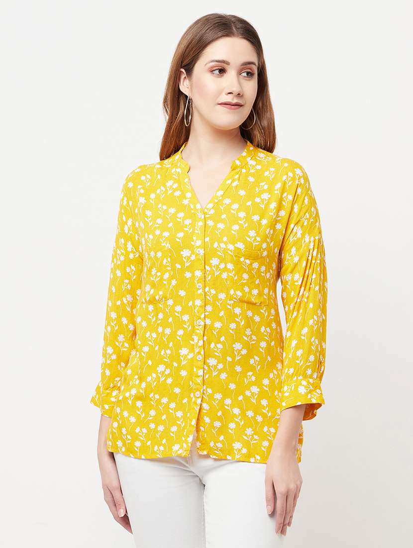 yellow viscose regular shirt