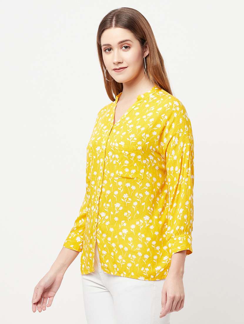 yellow viscose regular shirt - 21248032 -  Standard Image - 1
