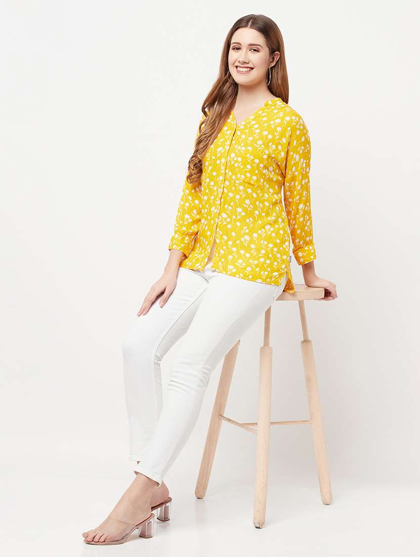 yellow viscose regular shirt - 21248032 -  Standard Image - 4