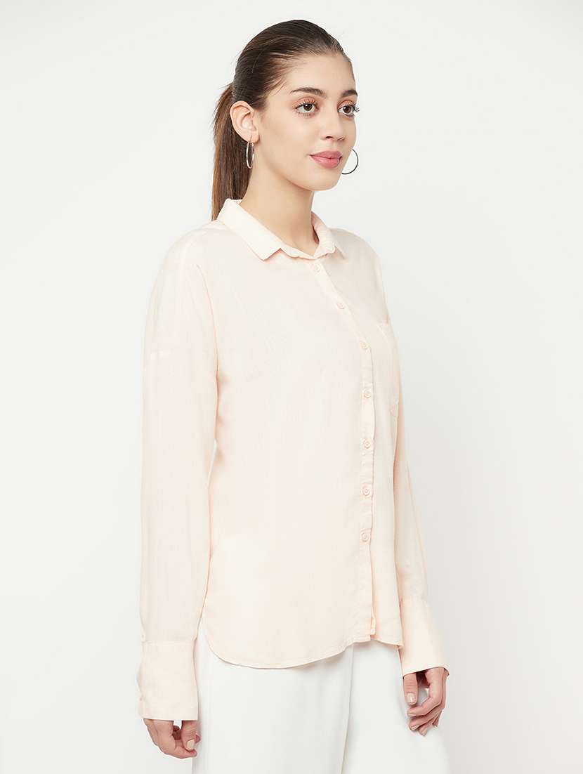 women solid cotton shirt - 21248038 -  Standard Image - 1