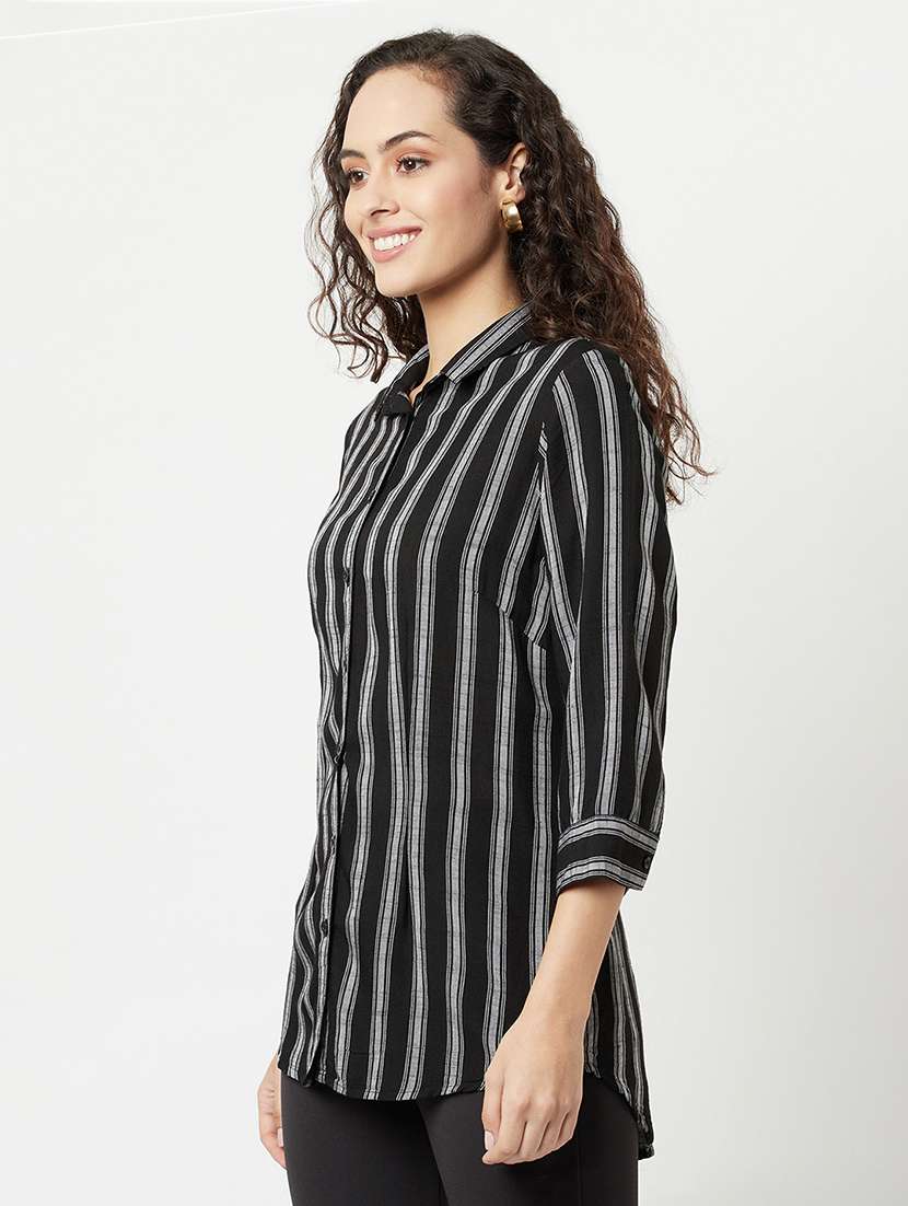 women striped collar shirt - 21248075 -  Standard Image - 1