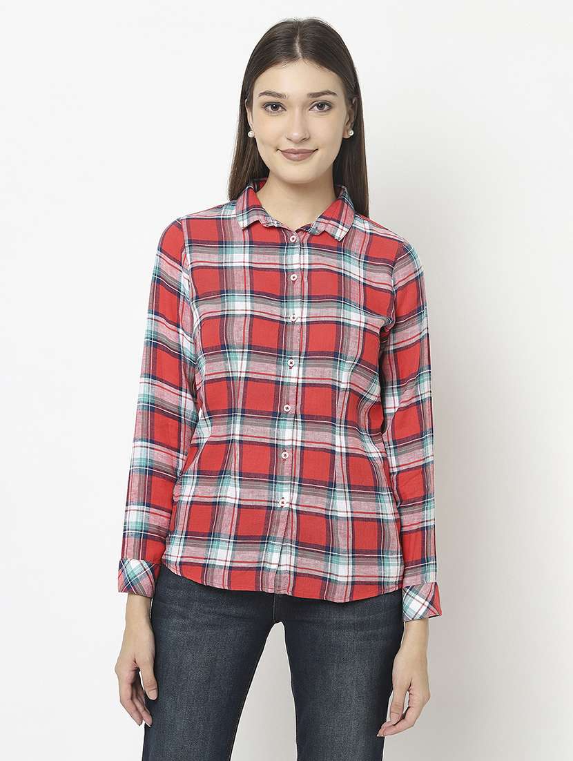 women checkered regular shirt