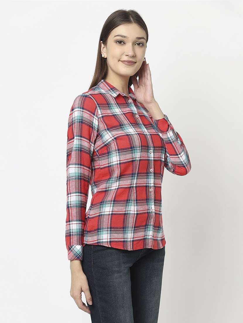 women checkered regular shirt - 21248081 - Standard Image - 1