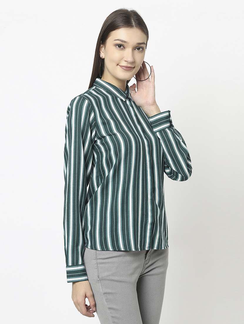women striped collared regular shirt - 21248084 -  Standard Image - 1