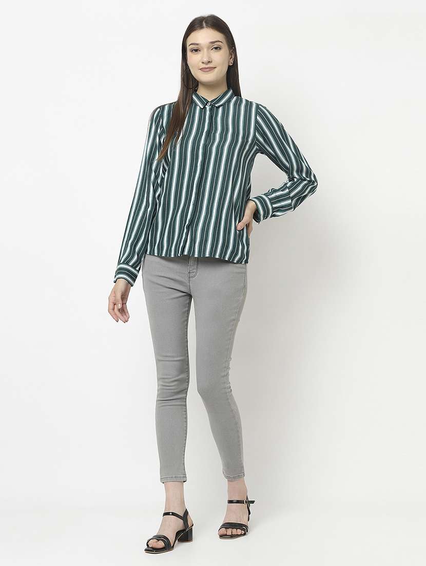 women striped collared regular shirt - 21248084 -  Standard Image - 4