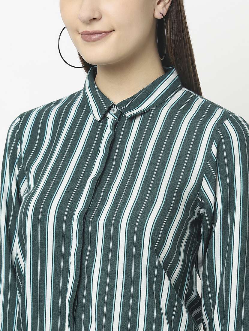 women striped collared regular shirt - 21248084 -  Standard Image - 6