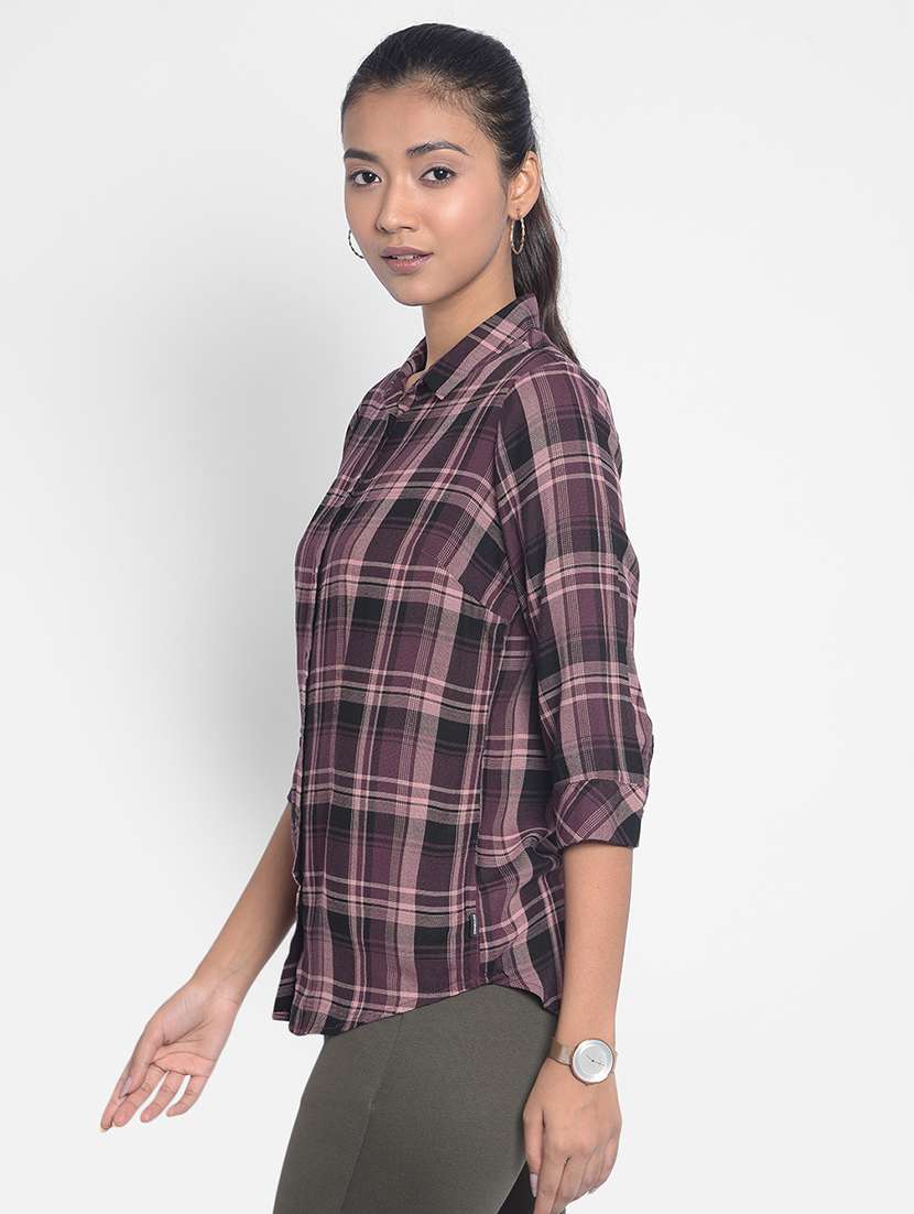 Purple Viscose Regular Shirt - 21248092 -  Standard Image - 1
