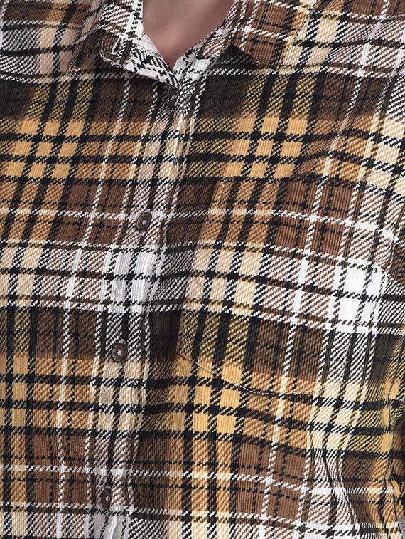 brown cotton crop shirt - 21248093 - Standard Image - 6