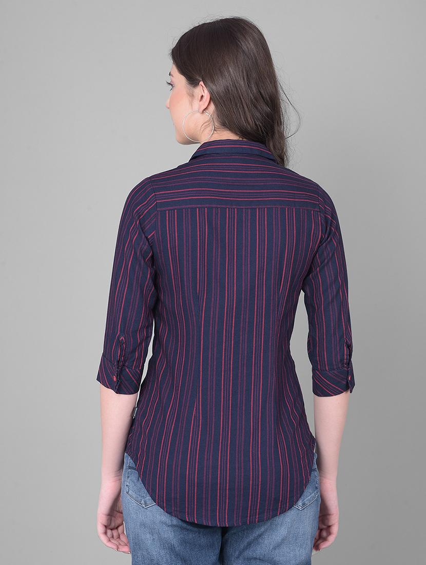 navy blue cotton blend regular shirt - 21248094 - Standard Image - 1