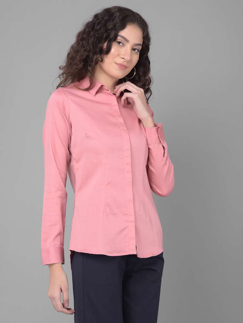 pink cotton blend regular shirt - 21248098 -  Standard Image - 1