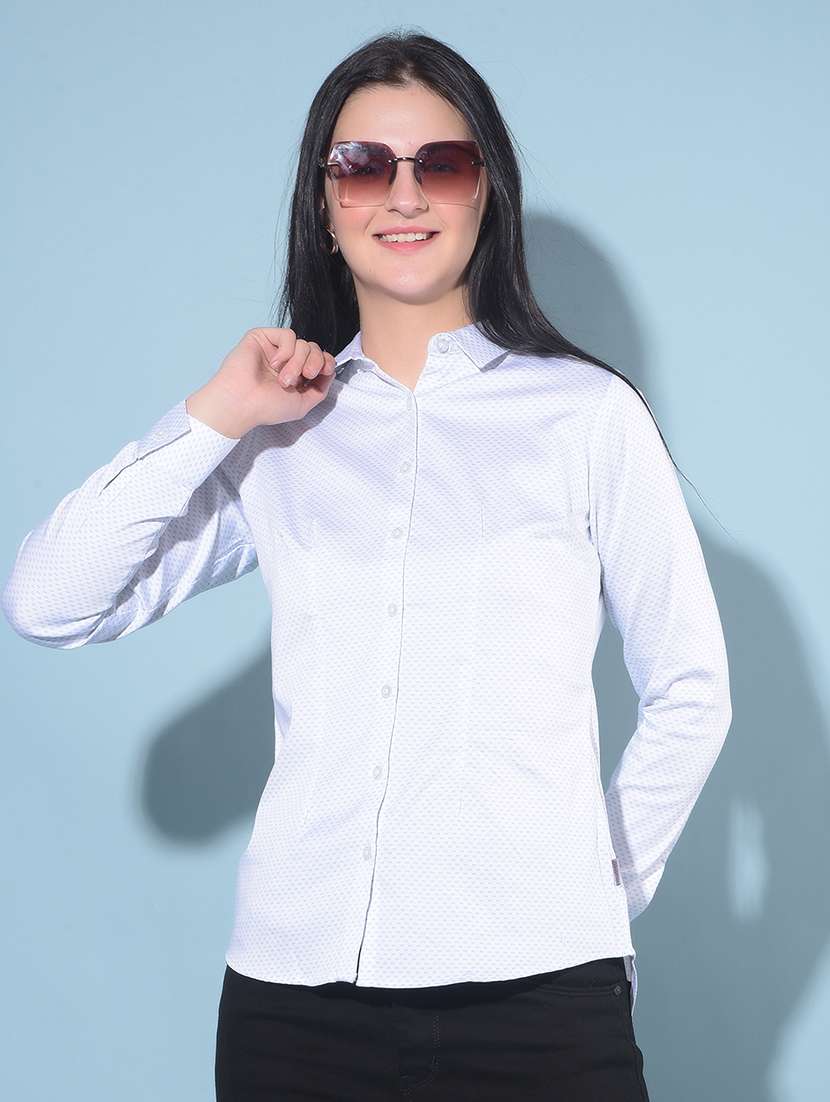 white cotton blend regular shirt