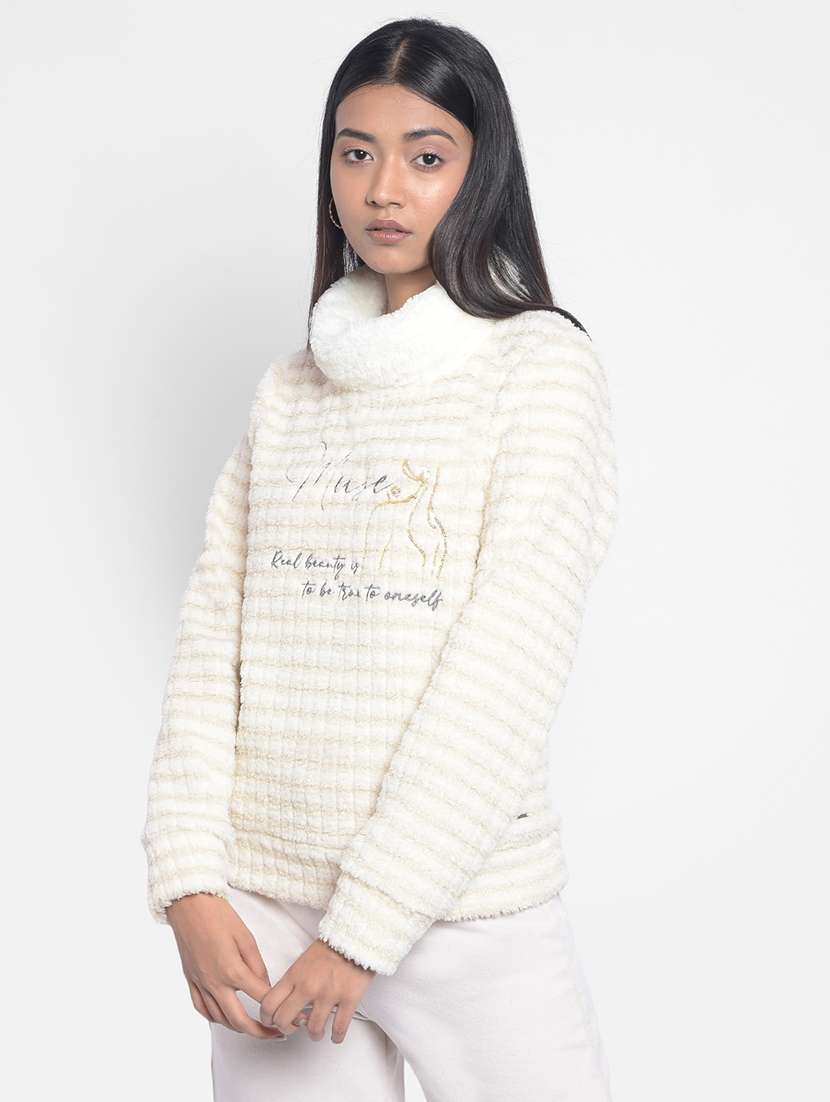 white polyester front print sweatshirt - 21248149 -  Standard Image - 1