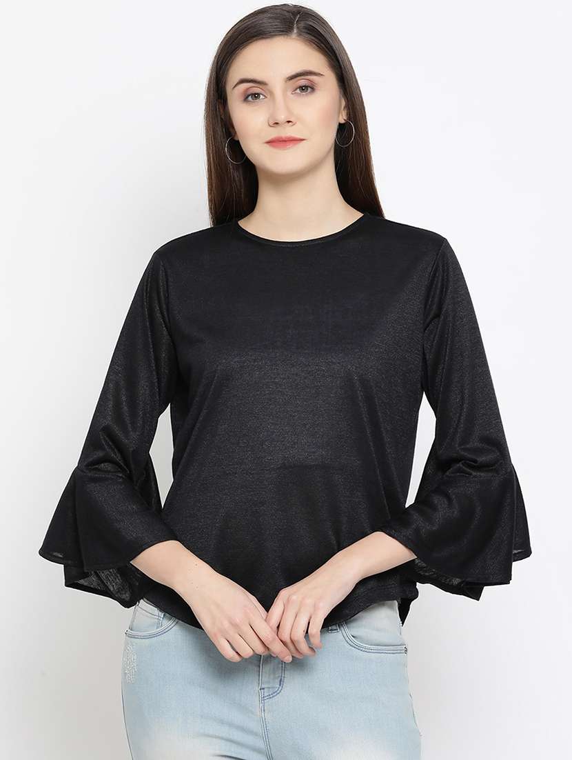 black poly cotton regular top