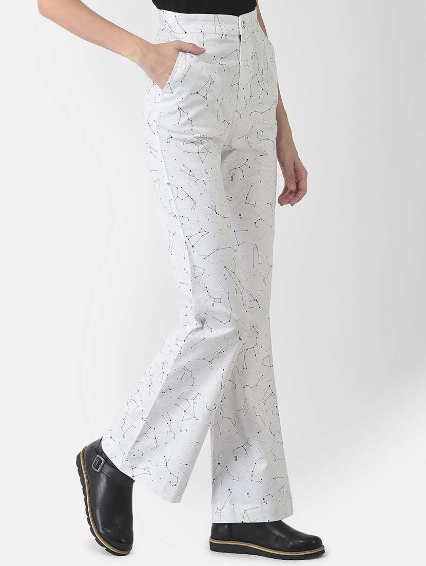white cotton bootcut trouser