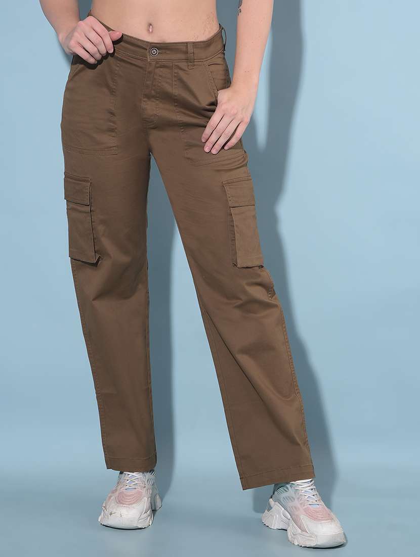 brown cotton cargos trouser