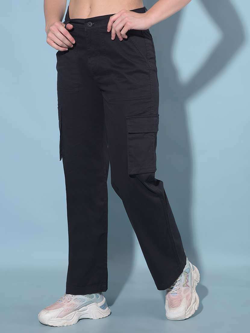 black cotton cargos trouser - 21248260 -  Standard Image - 1