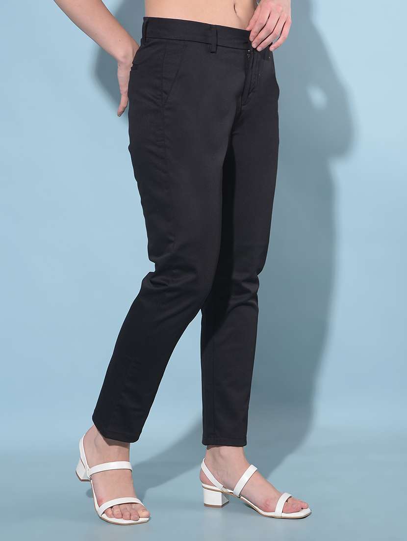 black polyester chinos trouser - 21248262 -  Standard Image - 1