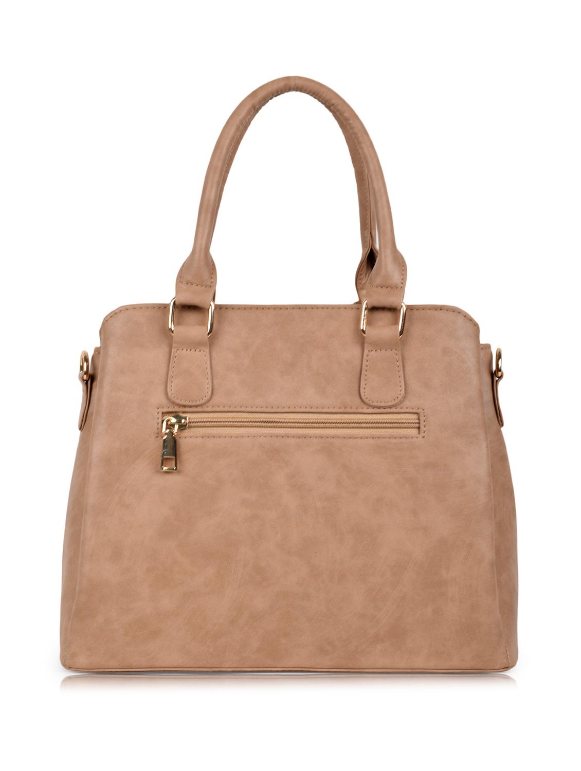 beige leatherette (pu) combo handbag - 21248590 - Standard Image - 1