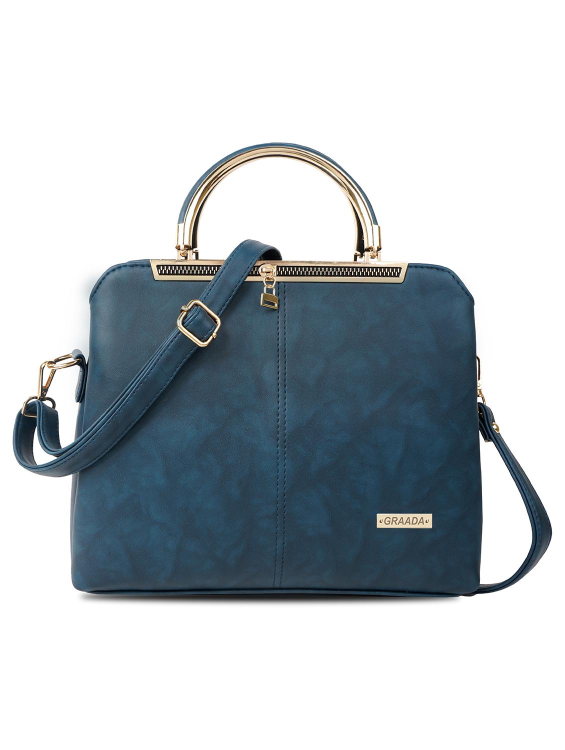 blue leatherette (pu) handbag - 21248607 -  Zoom Image - 0