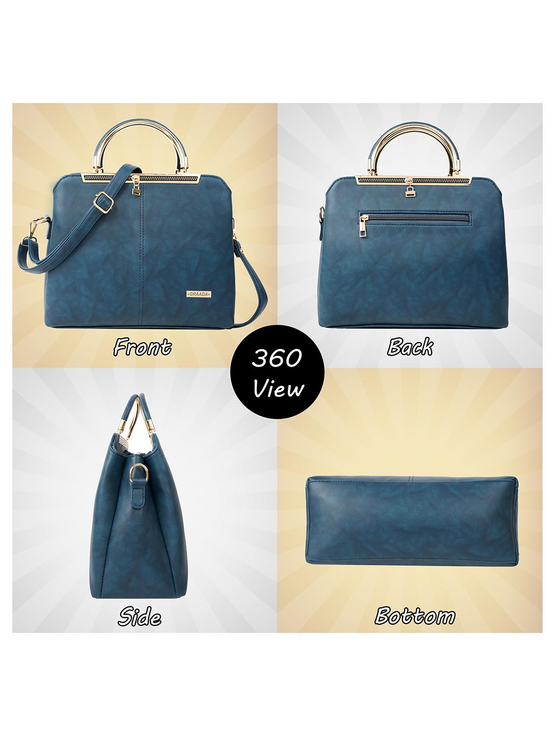 blue leatherette (pu) handbag - 21248607 -  Standard Image - 1