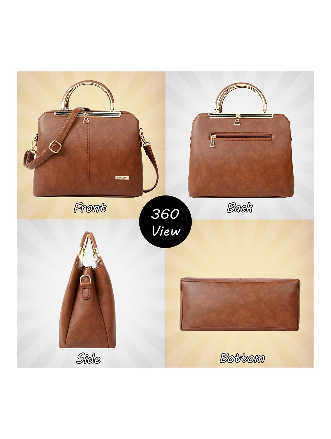 tan leatherette (pu) handbag - 21248608 - Standard Image - 1