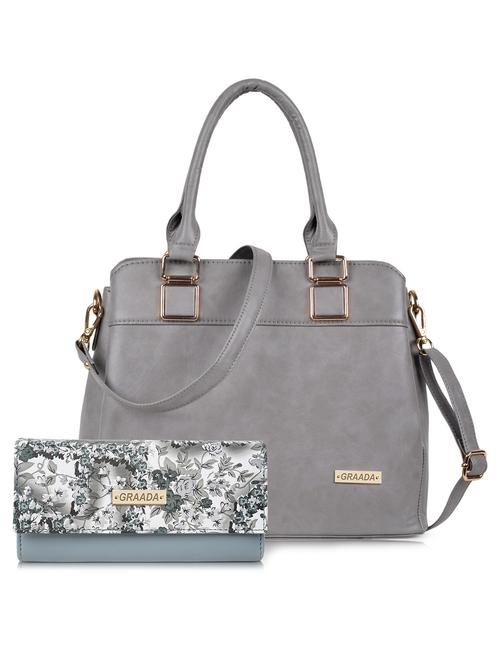 grey leatherette (pu) combo handbag - 21248609 -  Standard Image - 0
