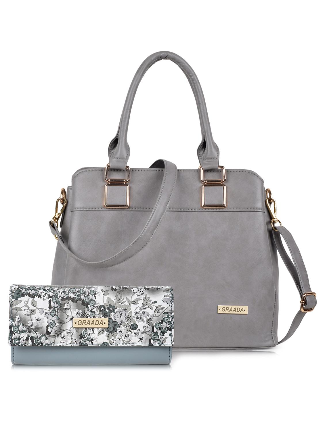 grey leatherette (pu) combo handbag - 21248609 -  Zoom Image - 0