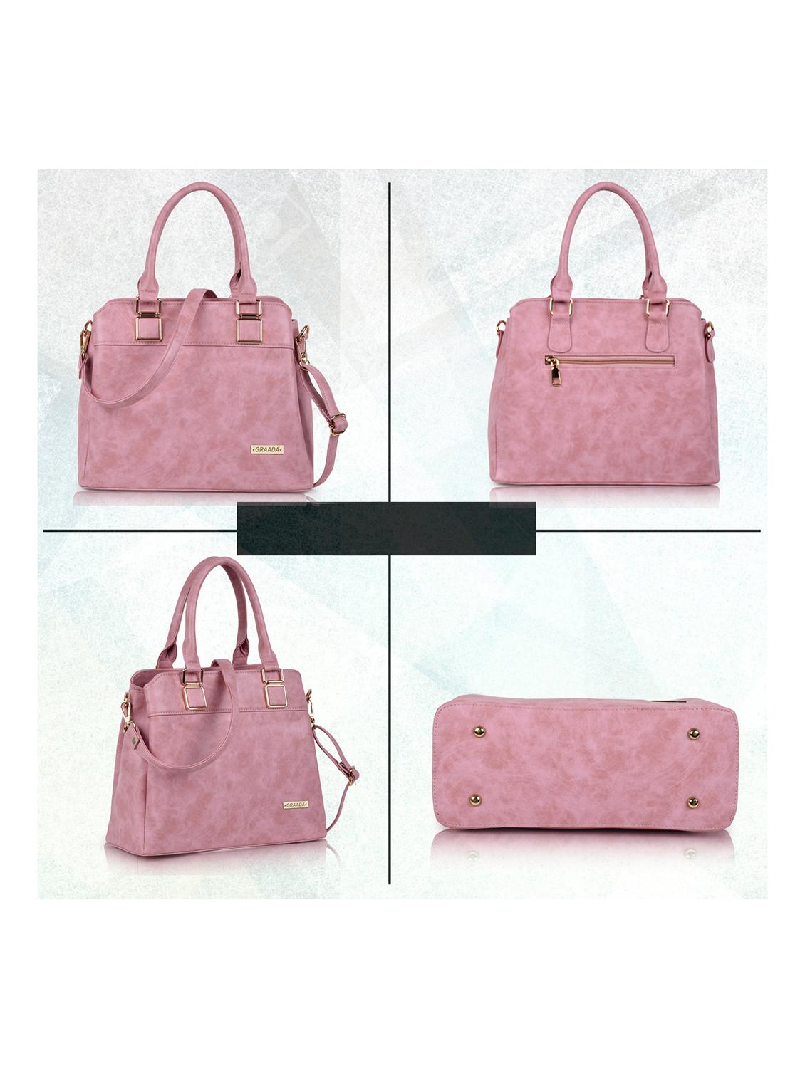 pink leatherette (pu) combo handbag - 21248610 - Standard Image - 1