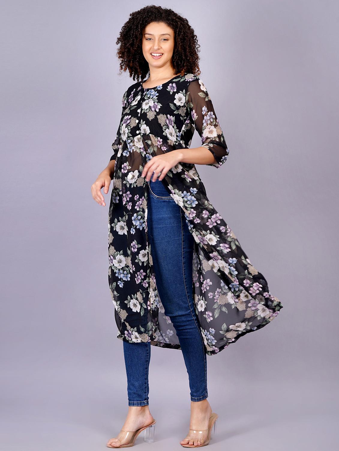women floral print fit & flare tunic - 21248843 - Zoom Image - 0