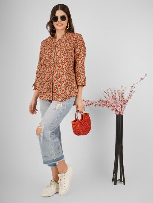 red printed cotton shirt - 21248882 -  Standard Image - 0