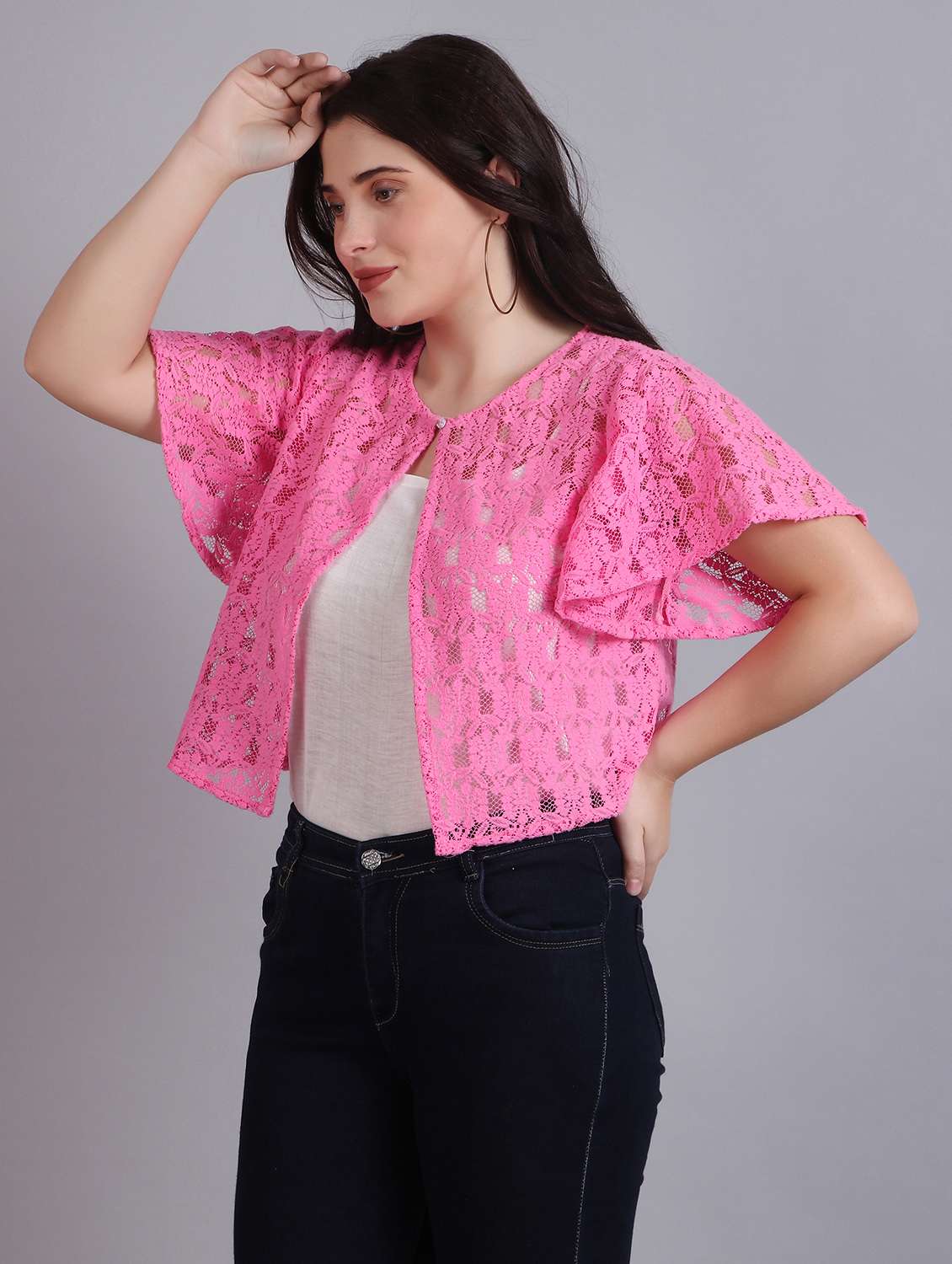 pink lace regular shrug - 21249214 -  Standard Image - 1