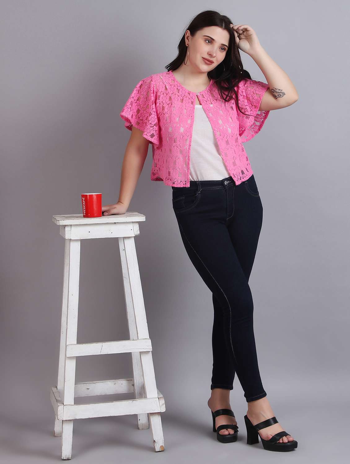 pink lace regular shrug - 21249214 -  Standard Image - 4