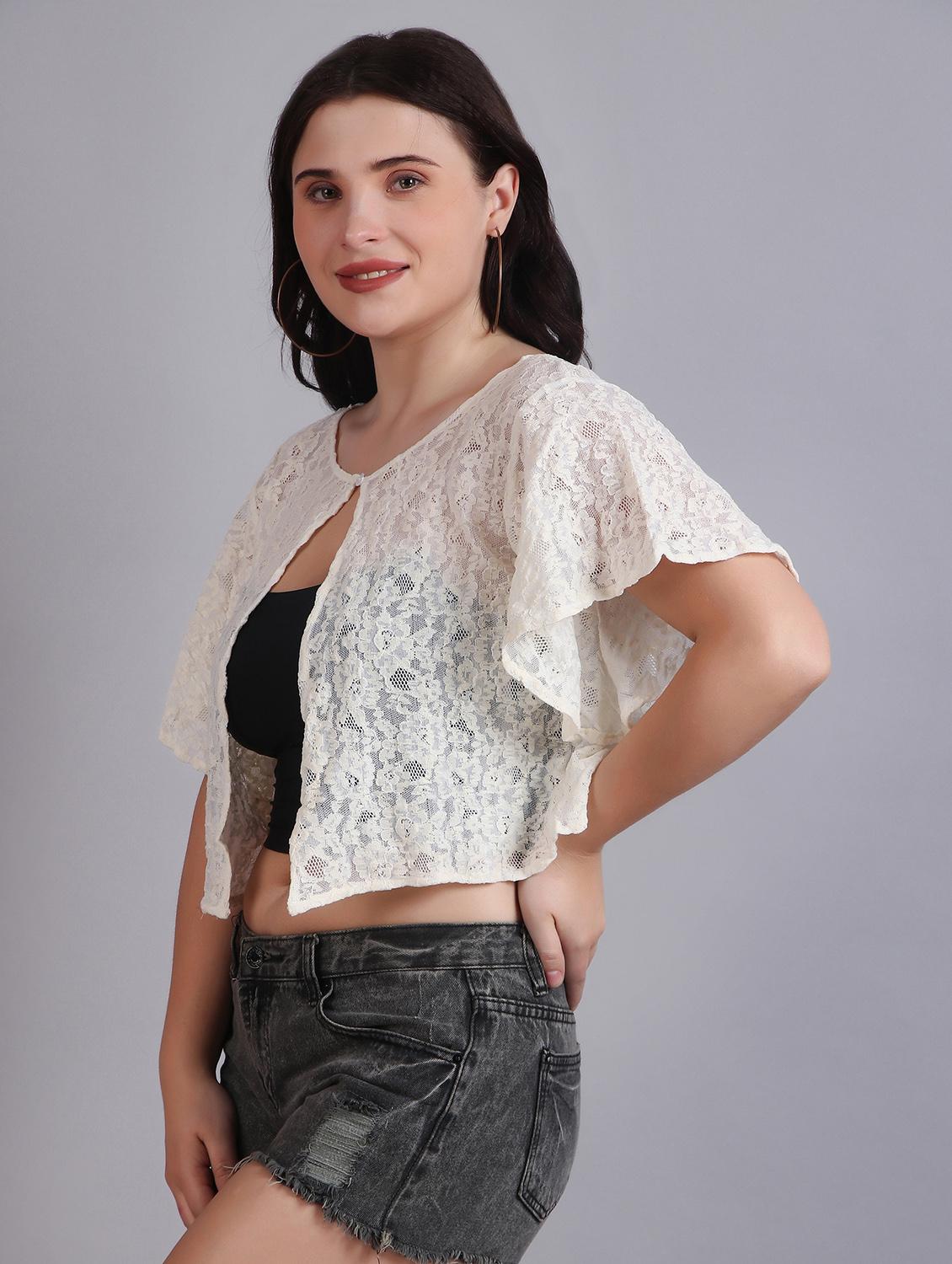 cream lace regular shrug - 21249247 - Standard Image - 1