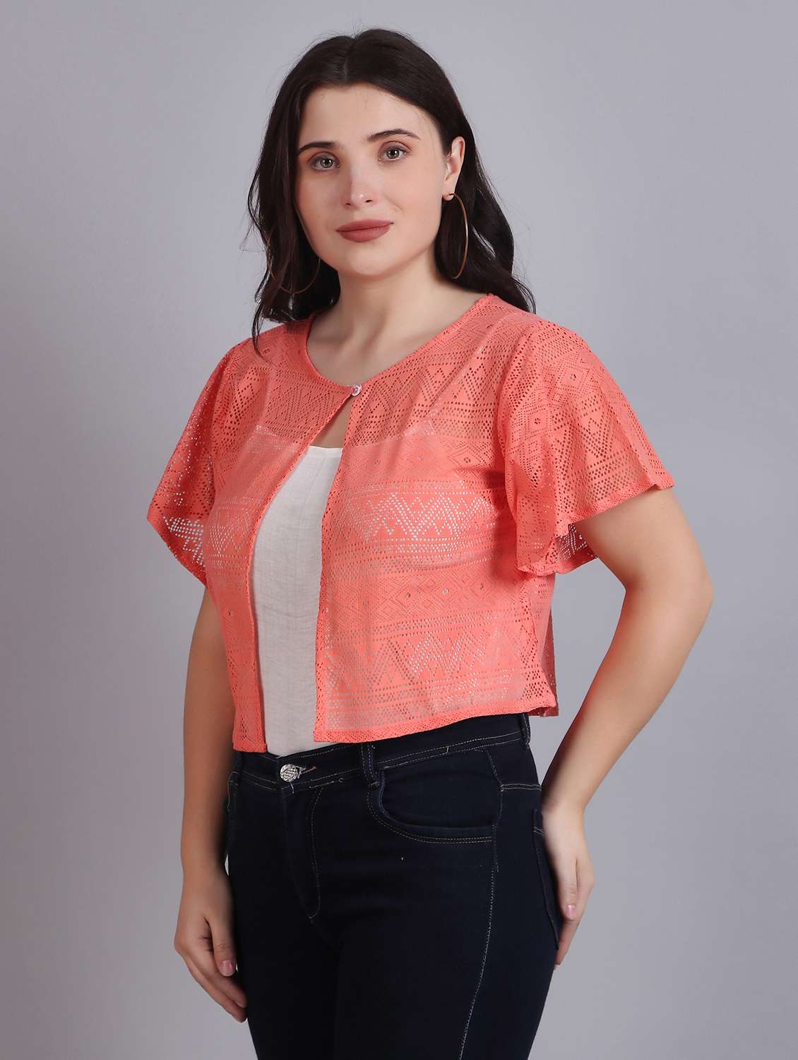 peach lace regular shrug - 21249248 -  Standard Image - 1