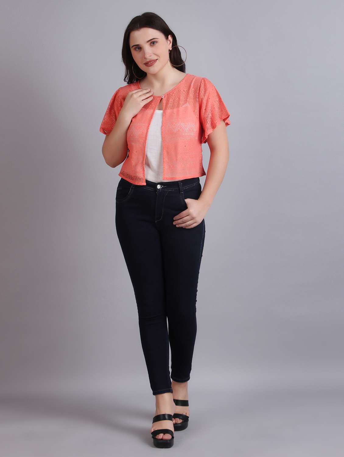 peach lace regular shrug - 21249248 -  Standard Image - 4